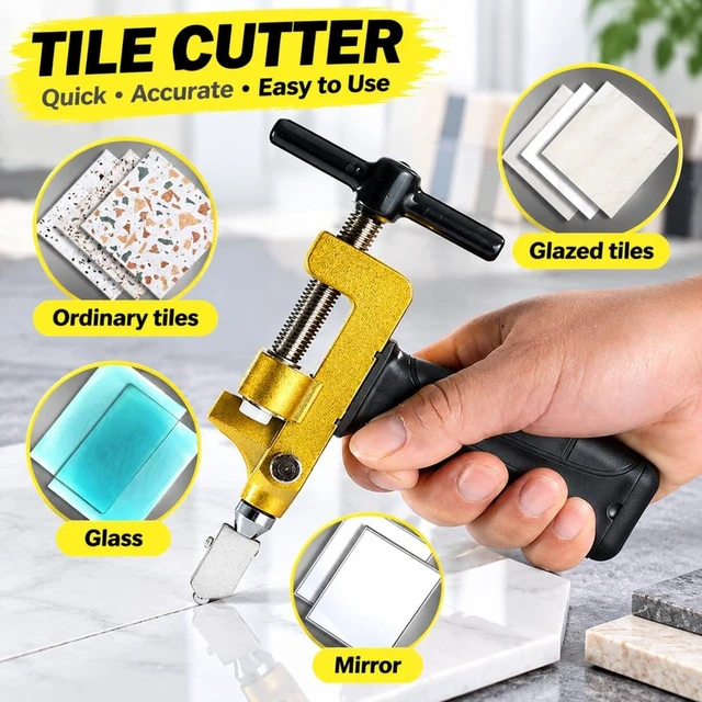 Alt view image 4 of 7 - 2-in-1 Glass Cutting Tool Kit, Tungsten Cutter & Breaking Pliers for Ceramic, Mirror & Tile with 2 Bonus Blades & Screwdriver