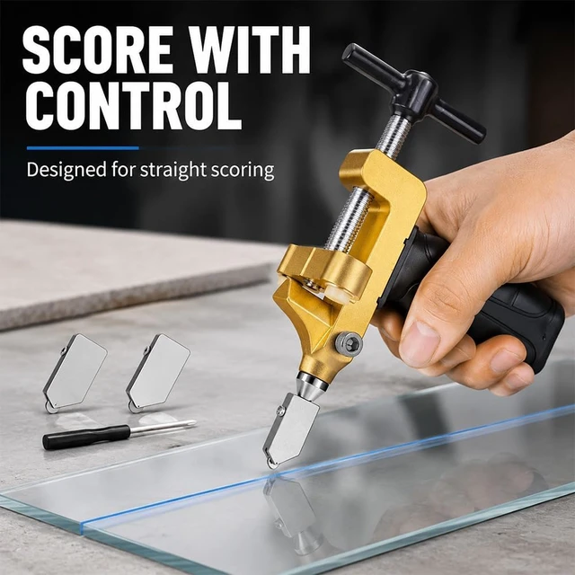 Alt view image 7 of 7 - 2-in-1 Glass Cutting Tool Kit, Tungsten Cutter & Breaking Pliers for Ceramic, Mirror & Tile with 2 Bonus Blades & Screwdriver