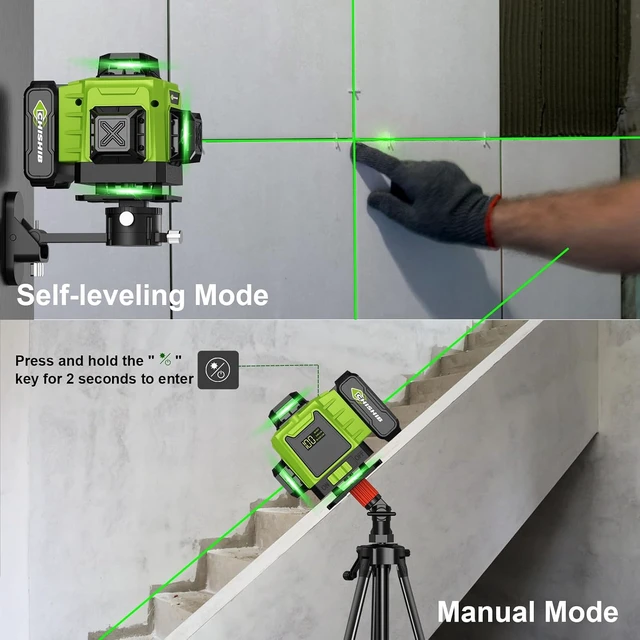 Alt view image 3 of 7 - WEIDDW 360° Green Cross Line Self-Leveling Laser Level