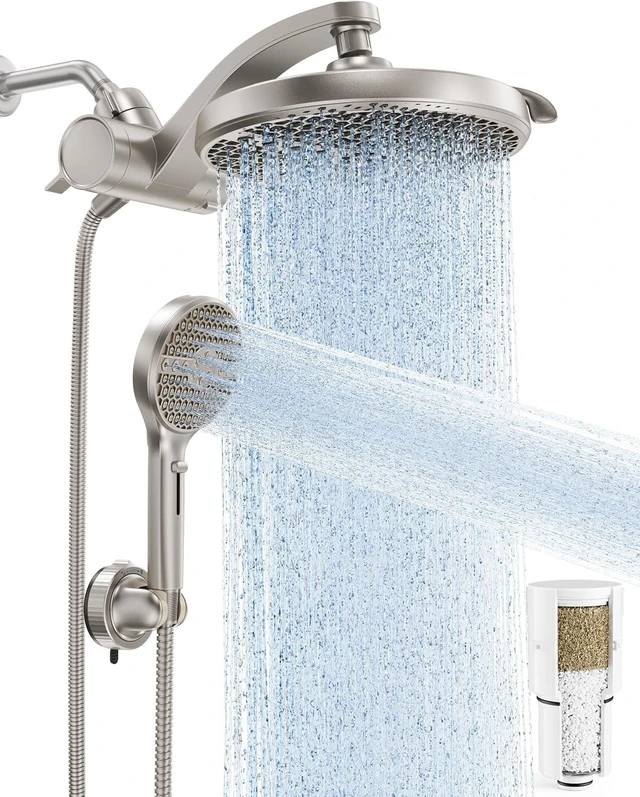 Main image of Nickel Filtered Shower Head with Handheld, Multi-Pattern Spray