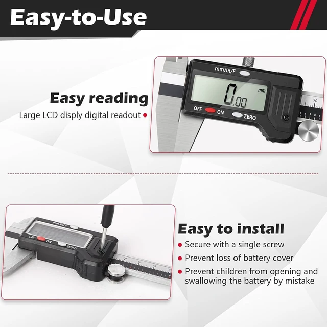 Alt view image 6 of 7 - 0-6 Inch Digital Caliper, Stainless Steel Measuring Tool