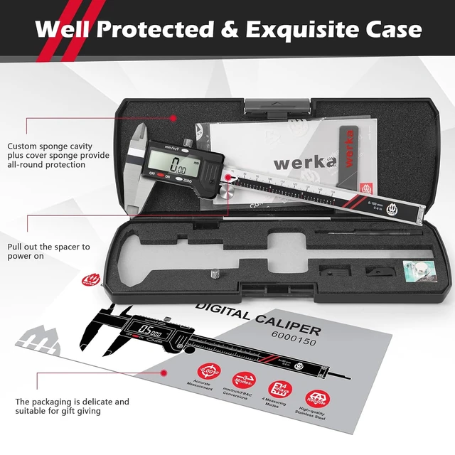 Alt view image 7 of 7 - 0-6 Inch Digital Caliper, Stainless Steel Measuring Tool