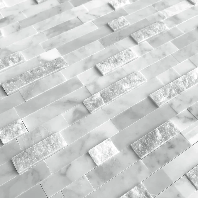 Alt view image 5 of 7 - 5-Sheet Peel and Stick 3D Natural Stone Mosaic Tiles, 11.5" x 10.7" for Kitchen, Bathroom & Fireplace, Mixed Gray