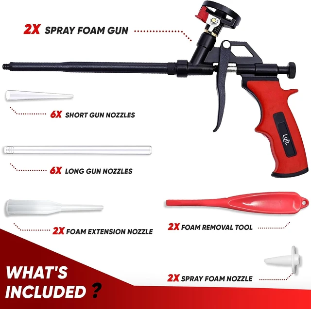 Alt view image 2 of 7 - Professional Expanding Foam Spray Gun, 2 Insulation Guns + 18 Extenders
