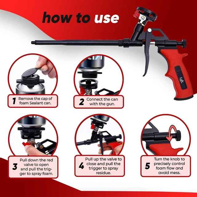 Alt view image 4 of 7 - Professional Expanding Foam Spray Gun, 2 Insulation Guns + 18 Extenders