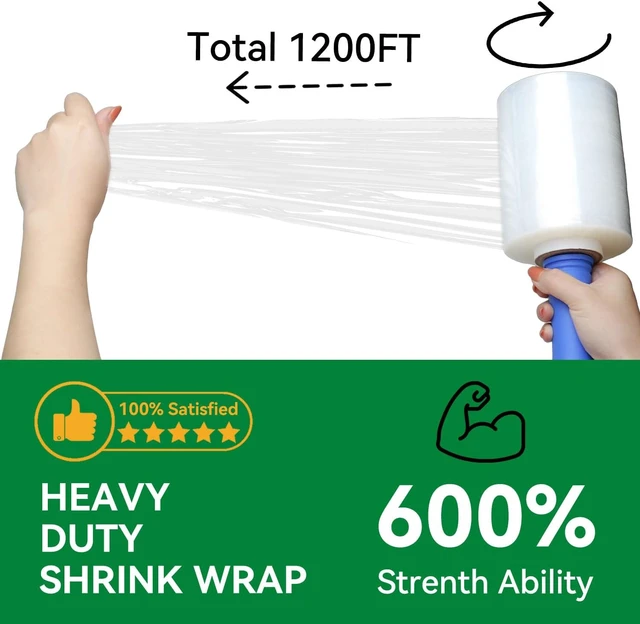 Alt view image 3 of 7 - 5" x 1200' Plastic Stretch Film Shrink Wrap, 12 Rolls for Moving