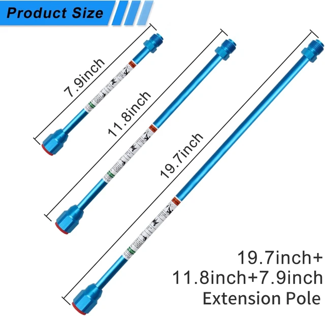 Alt view image 3 of 7 - Airless Paint Sprayer Tip Extension Pole, 3-Pack Spray Wand Set, 8/11.8/20 Inch