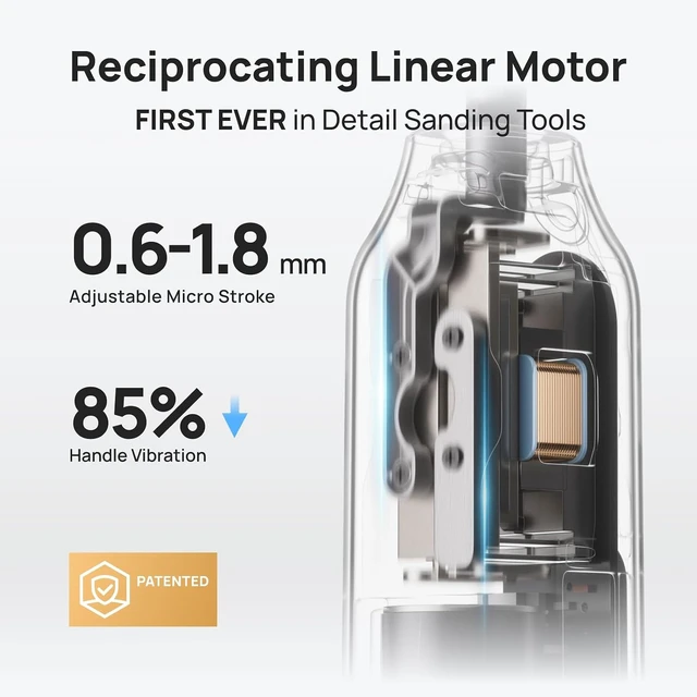 Alt view image 4 of 7 - NeoSander Reciprocating Detail Sander, Mini Pen Sander with 13000 SPM, Adjustable Stroke for 3D Printing, Crafts & DIY