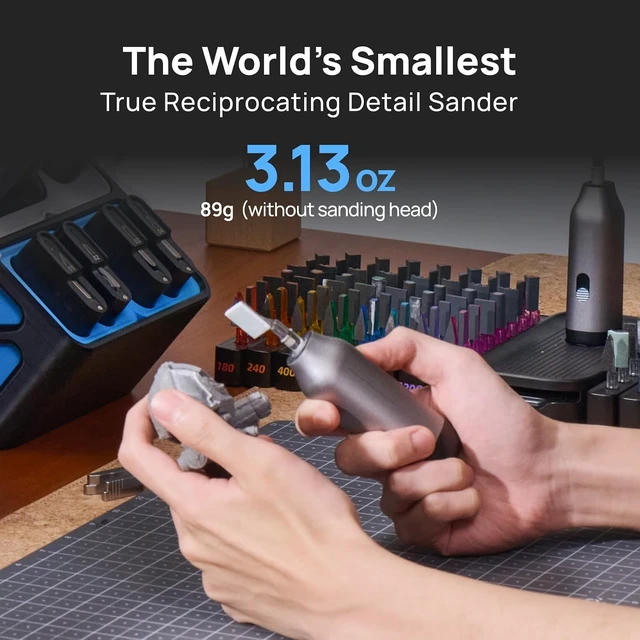 Alt view image 7 of 7 - NeoSander Reciprocating Detail Sander, Mini Pen Sander with 13000 SPM, Adjustable Stroke for 3D Printing, Crafts & DIY