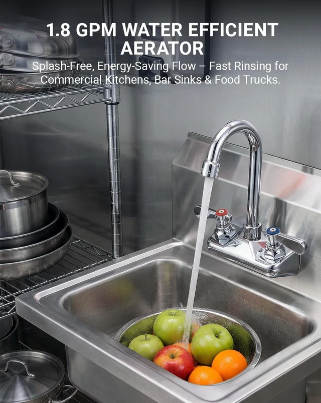 Alt view image 4 of 7 - 4" Center Wall Mount Commercial Sink Faucet with 3-1/2" Gooseneck Spout