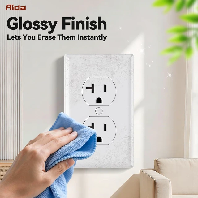 Alt view image 4 of 7 - 20 Amp Duplex Electrical Receptacles, 125V Heavy-Duty, Self-Grounding, UL Listed with Wall Plates (20-Pack, White)