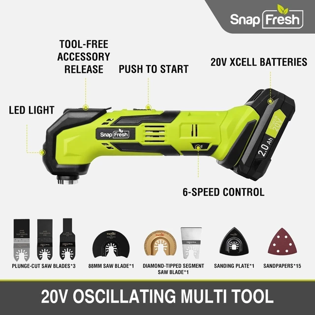 Alt view image 5 of 7 - Cordless Oscillating Tool with 6-Speed Control, 22 PCS Accessories