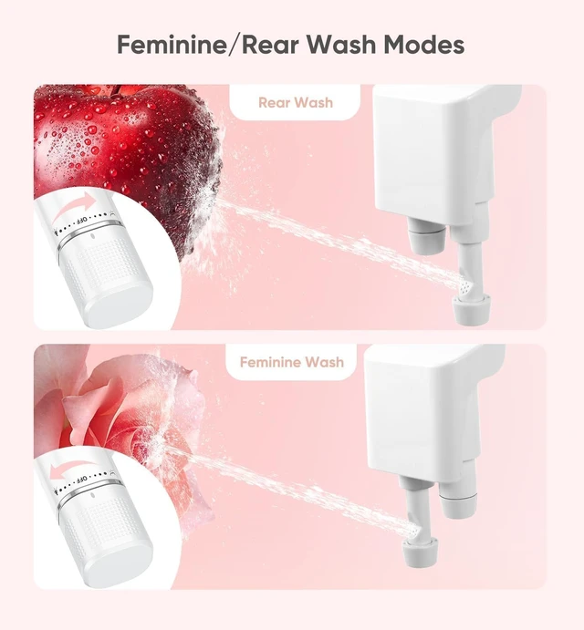 Alt view image 2 of 4 - Ultra-Slim Non-Electric Bidet Attachment with Retractable Dual Nozzles, Posterior & Feminine Wash, Stainless Steel Inlet (White)