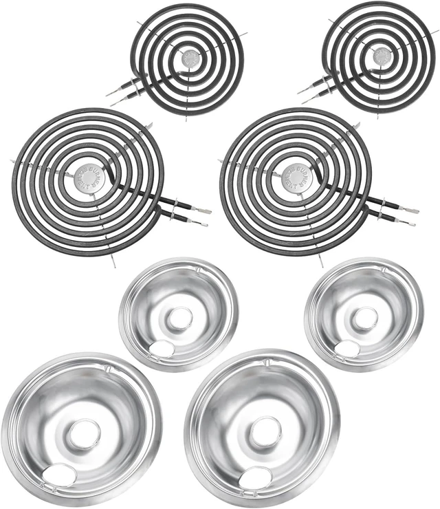 Main image of GE Drip Pans & Stove Burner Element Set, Replacement for WB30M1 & WB30M2 Hotpoint Stove Top