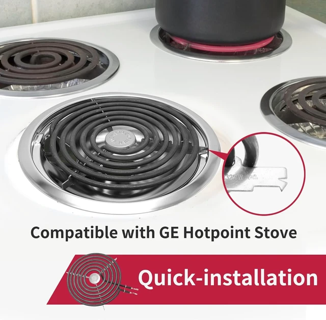 Alt view image 2 of 7 - GE Drip Pans & Stove Burner Element Set, Replacement for WB30M1 & WB30M2 Hotpoint Stove Top