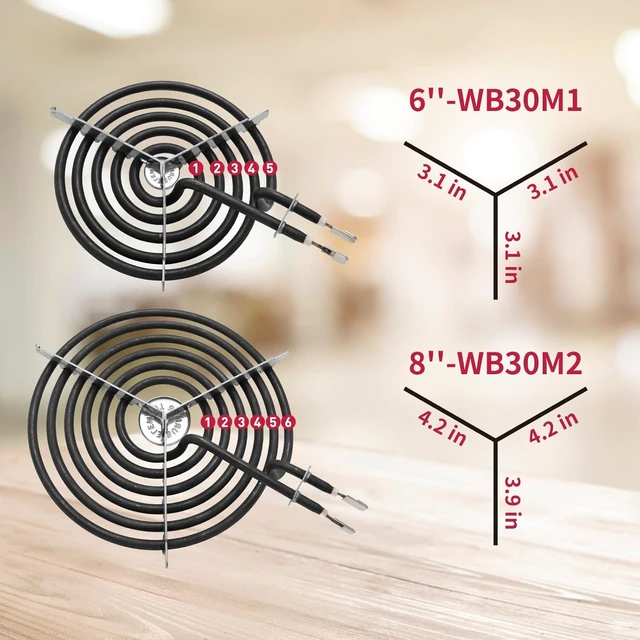 Alt view image 7 of 7 - GE Drip Pans & Stove Burner Element Set, Replacement for WB30M1 & WB30M2 Hotpoint Stove Top
