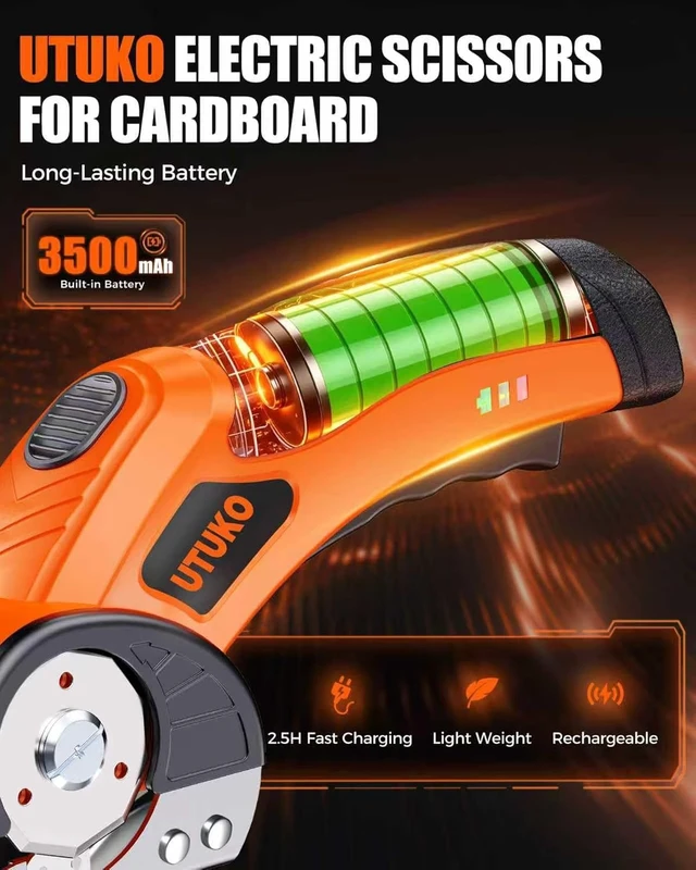 Alt view image 3 of 7 - 3500mAh Cordless Electric Cardboard Cutter Scissors