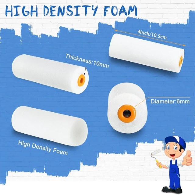 Alt view image 2 of 7 - 120 PCS 4 Inch High Density Foam Paint Roller Refills, Mini