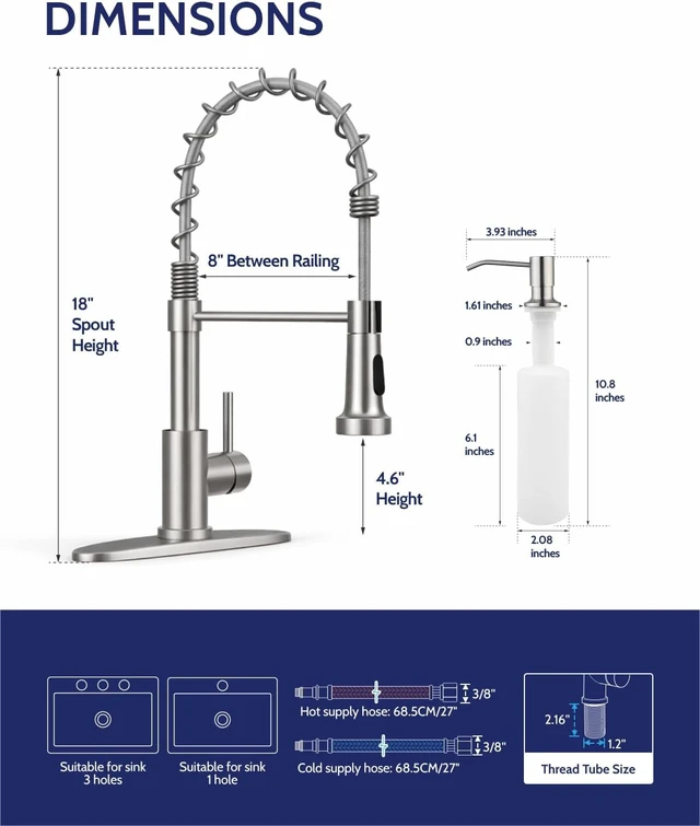 Alt view image 2 of 7 - Brushed Nickel Pull-Down Kitchen Faucet with Soap Dispenser