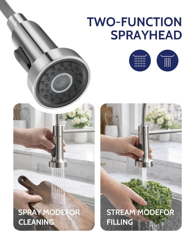 Alt view image 4 of 7 - Brushed Nickel Pull-Down Kitchen Faucet with Soap Dispenser