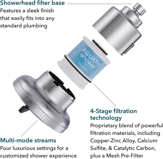 Alt view image 4 of 7 - AquaTru Advanced Shower Filter, Removes Hard Water Impurities for Healthier Skin, Scalp & Hair (Polished Chrome)
