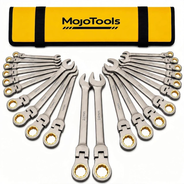 Main image of 8-24mm Flex Head Metric Ratcheting Wrench Set, 23-Piece Cr-V Kit