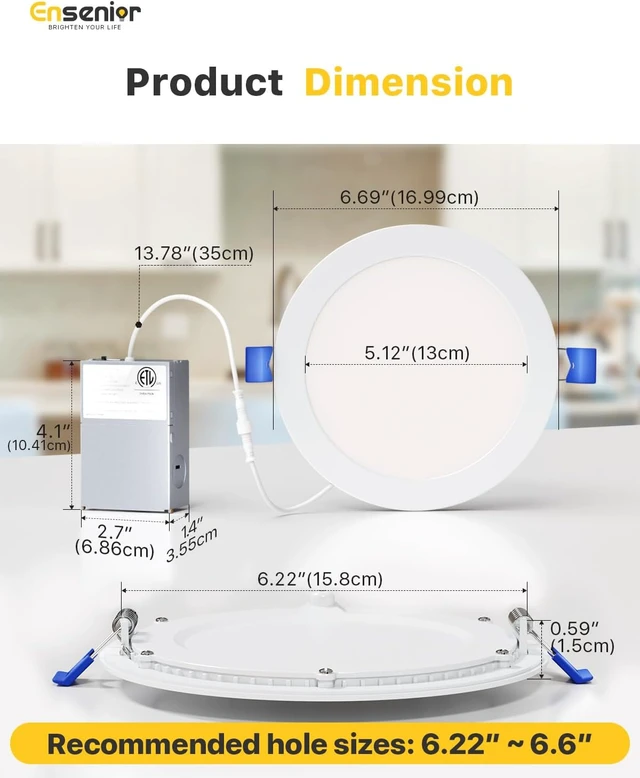 Alt view image 6 of 7 - 6 Inch 5CCT Dimmable Canless LED Recessed Light, 4-Pack