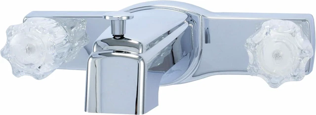 Main image of WMF 8 Inch Offset Mobile Home Tub Faucet with Diverter, Double Handle Chrome, 3 Hole for Trailer & Camper