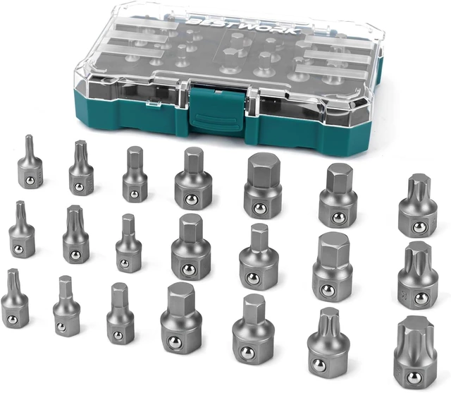 Main image of 22-Piece Stubby Torx/Hex Bit Set with Ratchet Wrench