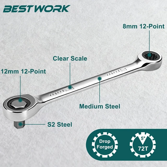 Alt view image 4 of 7 - 22-Piece Stubby Torx/Hex Bit Set with Ratchet Wrench