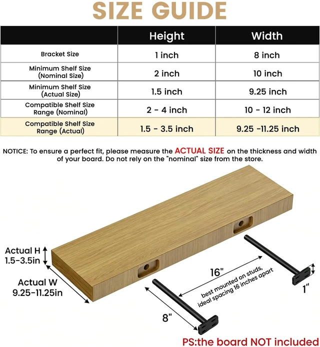 Alt view image 2 of 7 - 8 PCS Heavy Duty Hidden Floating Shelf Brackets, Invisible Black Metal Support, 8"