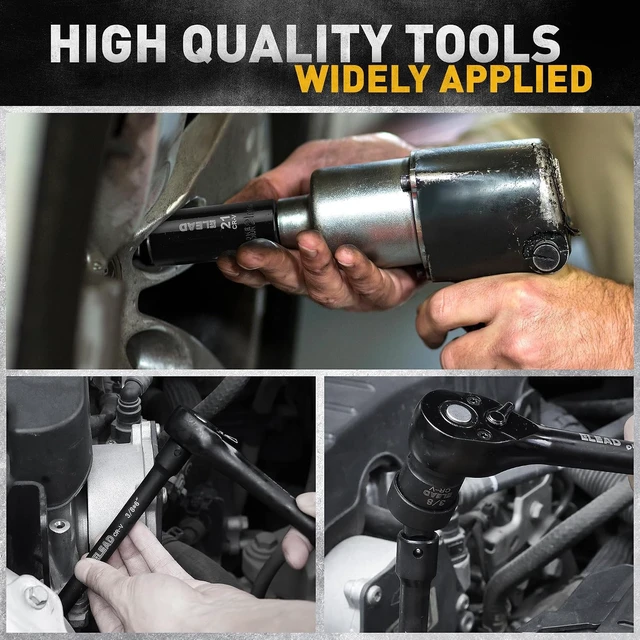 Alt view image 6 of 7 - 3/8" Drive Impact Socket Set, 50-PC SAE (5/16"-3/4") & Metric (8-22mm), 6-Point CR-V Deep & Shallow with Ratchet