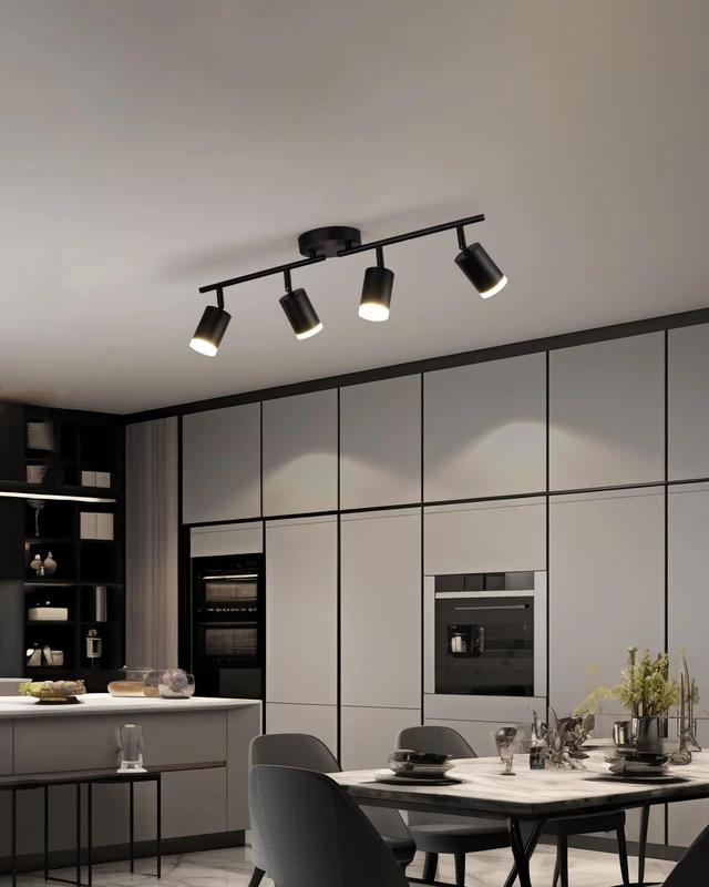 Alt view image 2 of 7 - 4-Light Adjustable Kitchen Track Lighting, 24 Inch Black LED Rail Spotlights, ETL Listed (Bulbs Not Included)