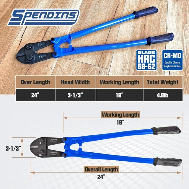 Alt view image 2 of 7 - 24 Inch Bolt Cutter with Drop Forged Cr-Mo Alloy Steel Blades