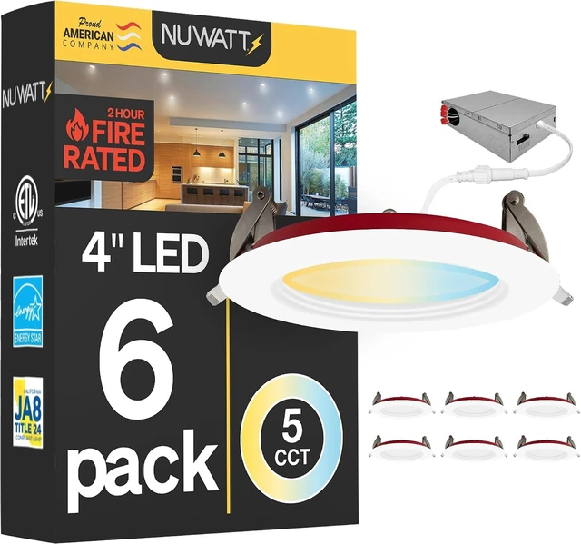 Main image of 4 Inch 2-Hour Fire Rated Baffle Recessed Light, 2700K-5000K, 6-Pack