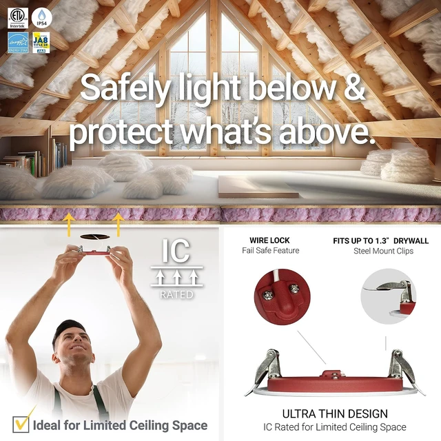 Alt view image 5 of 7 - 4 Inch 2-Hour Fire Rated Baffle Recessed Light, 2700K-5000K, 6-Pack