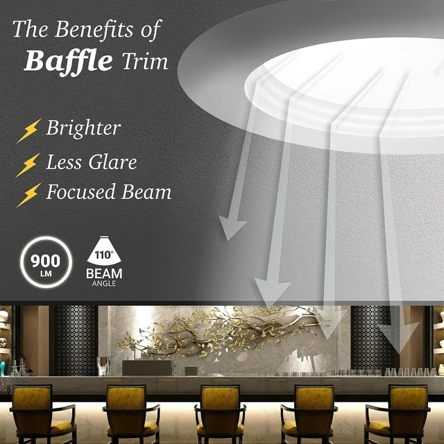 Alt view image 7 of 7 - 4 Inch 2-Hour Fire Rated Baffle Recessed Light, 2700K-5000K, 6-Pack