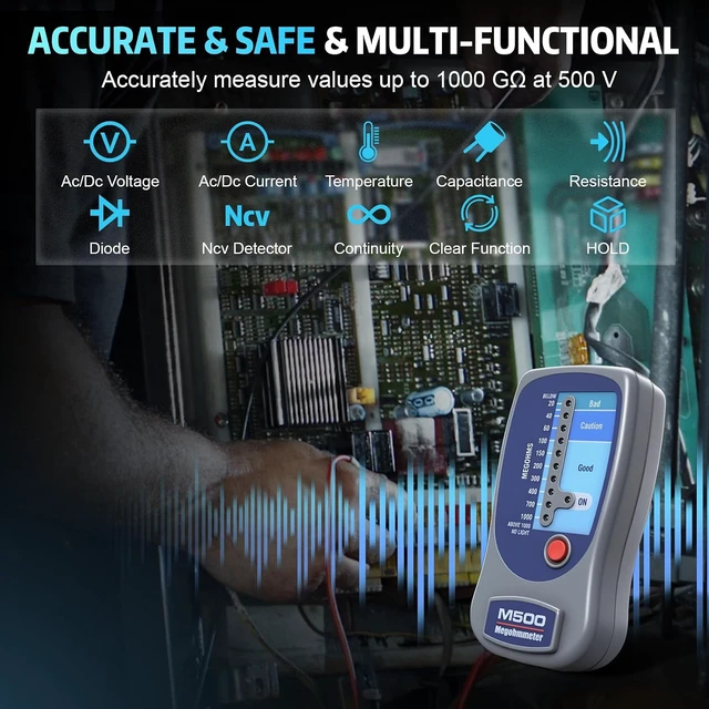 Alt view image 6 of 7 - M500 Megohmmeter, 1000 Megohms, Compatible with Supco for HVAC Testing