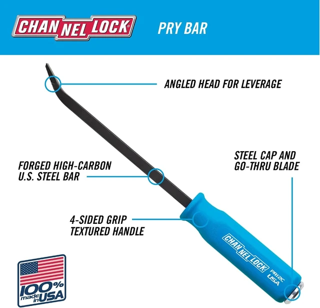 Alt view image 2 of 5 - 3-PC Professional Pry Bar Set, Ergonomic Molded Grip, Made in USA, 12/17/25 in