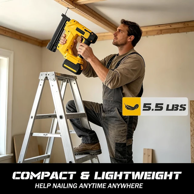 Alt view image 4 of 7 - 2-in-1 Cordless Brad Nailer for Dewalt 20V Battery (Tool Only)