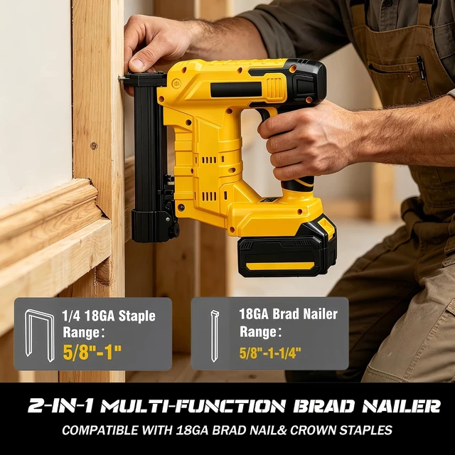 Alt view image 5 of 7 - 2-in-1 Cordless Brad Nailer for Dewalt 20V Battery (Tool Only)