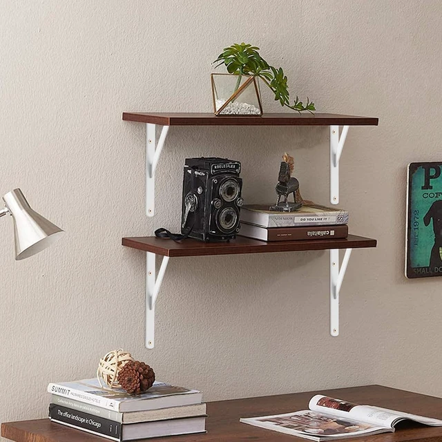 Alt view image 5 of 7 - 12-Pack White Heavy Duty Shelf Brackets, L10 x H8" Metal Angle Support with Screws