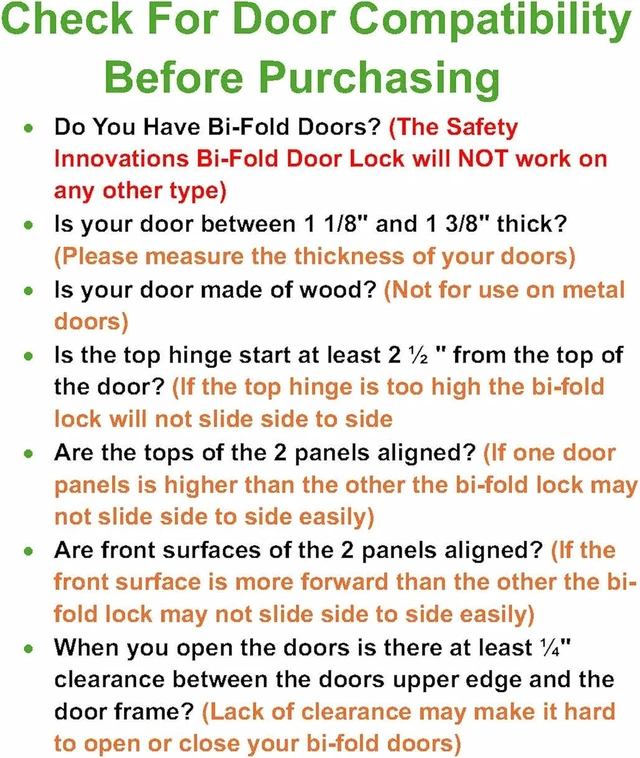 Alt view image 4 of 7 - Child & Pet Proof Bi-Fold Door Lock for Closets, Clear Polycarbonate, Tool-Free Install for 1 3/8" Doors (4-Pack)