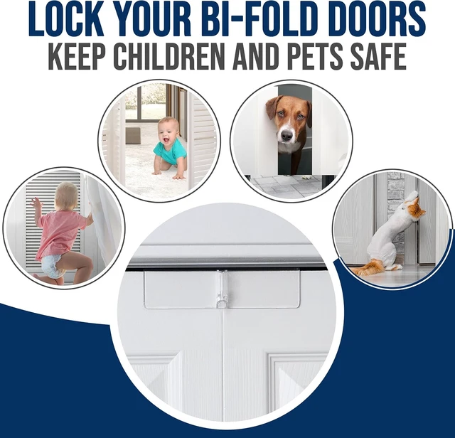 Alt view image 7 of 7 - Child & Pet Proof Bi-Fold Door Lock for Closets, Clear Polycarbonate, Tool-Free Install for 1 3/8" Doors (4-Pack)