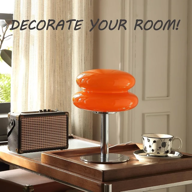 Alt view image 5 of 6 - Mid Century Modern Mushroom Table Lamp (Orange)