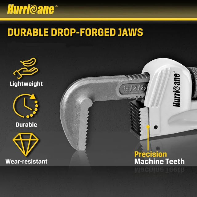 Alt view image 3 of 7 - 3-Piece Aluminum Pipe Wrench Set (10", 14", 18"), Lightweight for Home Maintenance & DIY