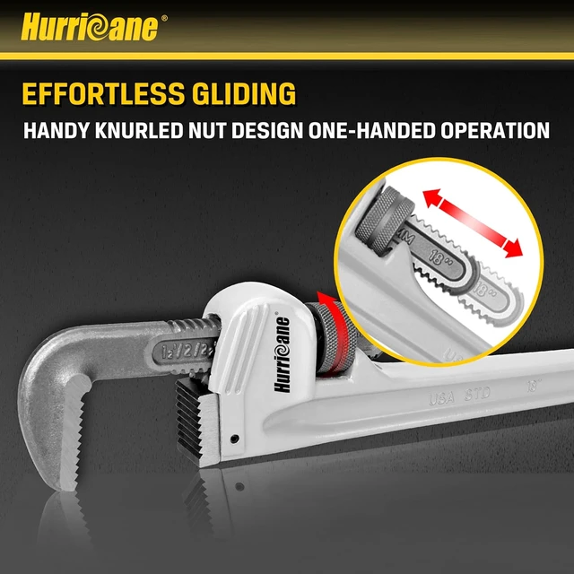 Alt view image 4 of 7 - 3-Piece Aluminum Pipe Wrench Set (10", 14", 18"), Lightweight for Home Maintenance & DIY