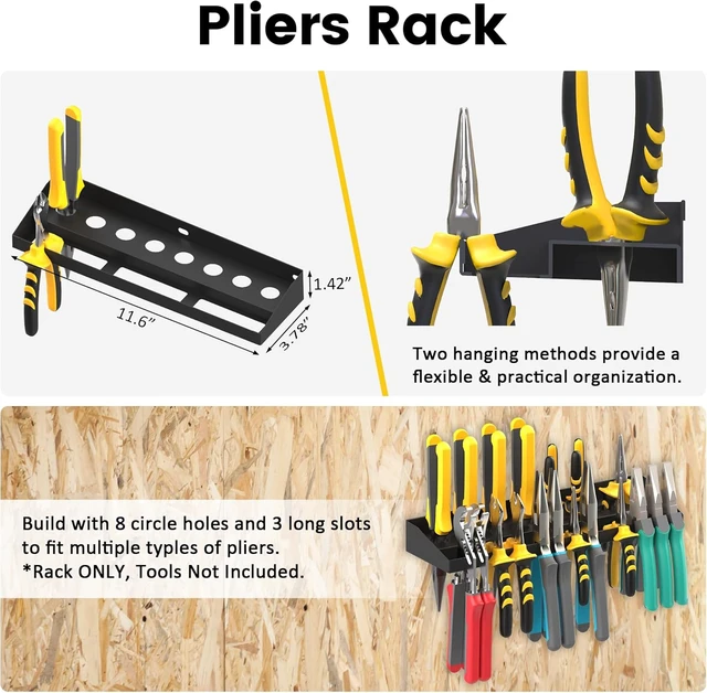 Alt view image 3 of 7 - Wall Mount Hand Tool Storage Set with Screwdriver, Pliers & Hammer Organizer, Metal Tray, 4-Pack