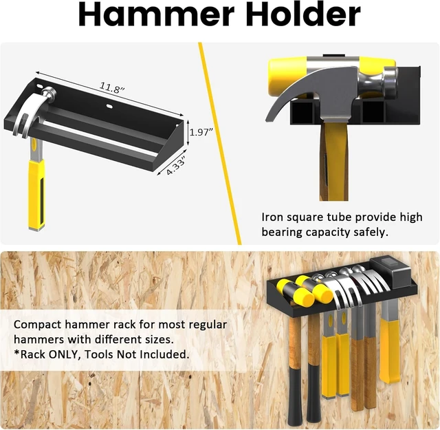 Alt view image 4 of 7 - Wall Mount Hand Tool Storage Set with Screwdriver, Pliers & Hammer Organizer, Metal Tray, 4-Pack