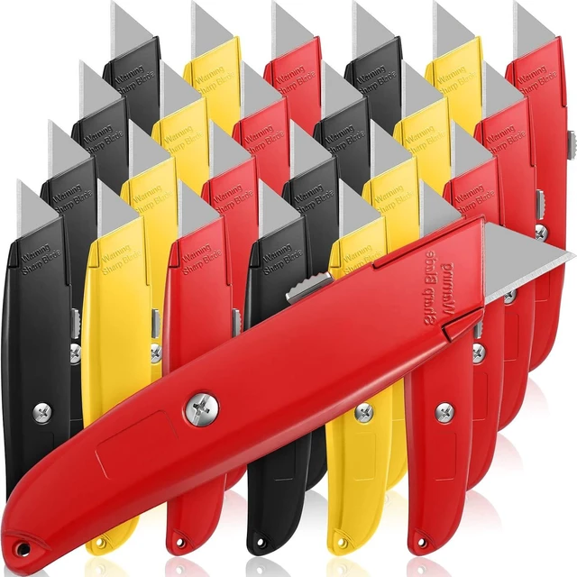 Main image of 30-Piece Box Cutters Bulk, Utility Knives (Black, Yellow, Red)